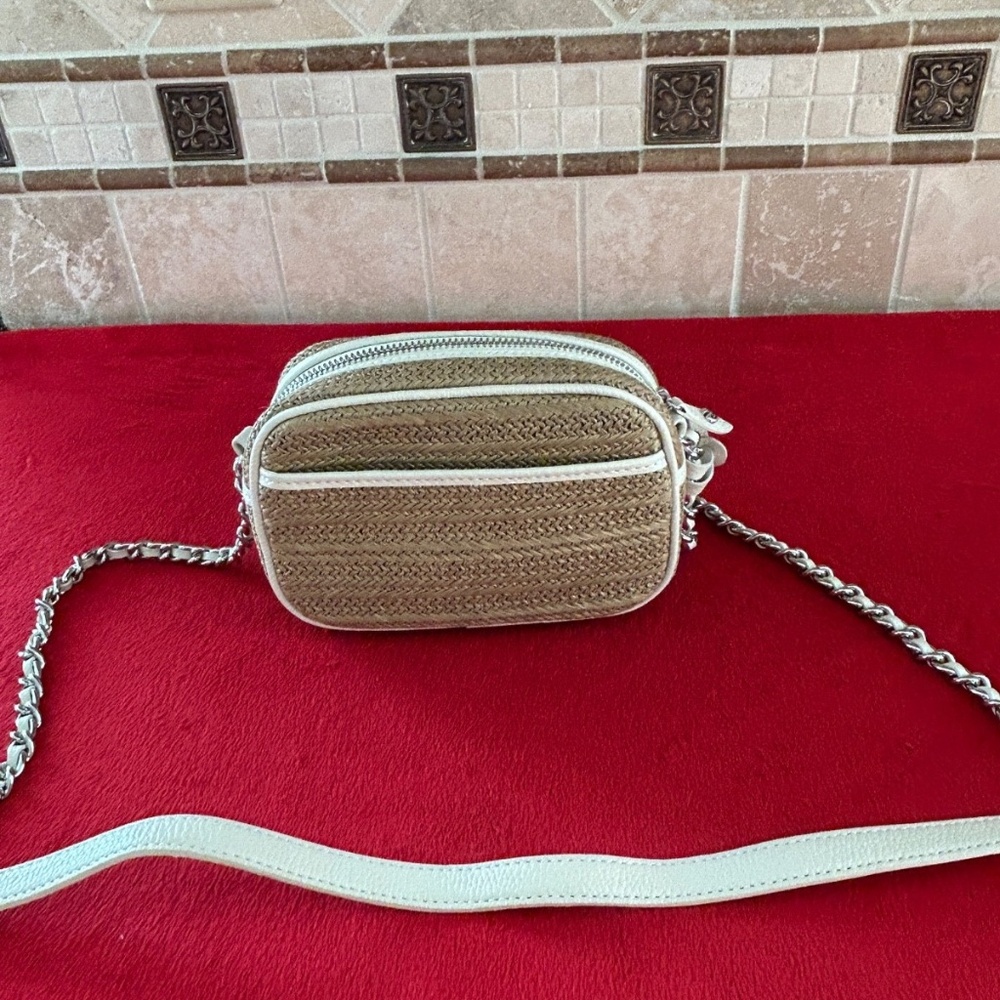 BRIGHTON STRAW ROSIE WHITE CAMERA BAG CELL PHONE CROSSBODY EUC - Picture 5 of 12